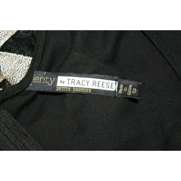 Anthropologie Plenty by Tracy Reese Black Fit Flare Dress Gold Metallic 6 P - Picture 5 of 6